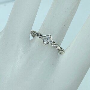 Vintage David Yurman  Sterling Silver Diamond Quatrefoil Ring s8 JR1083